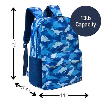 Fenrici Dinosaur Backpack for Boys, Kids, Boys' Backpack for School, Kids' Bookbags with Padded Laptop Compartment, Dino, Blue, 17 Inch - color: Dinosaur
