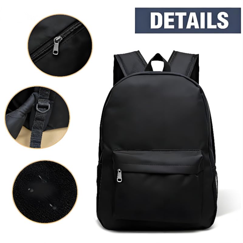 Water Resistant Lightweight Backpack for Men Women, Durable Travel Backpack with Multiple Pockets, Casual Daypack for Work Business Hiking Outdoor Commute(Black)