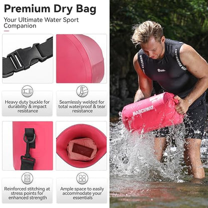 MARCHWAY Floating Waterproof Dry Bag Backpack 5L/10L/20L/30L/40L, Roll Top Sack Keeps Gear Dry for Kayaking, Rafting, Boating, Swimming, Camping, Hiking, Beach, Fishing - color: Pink, size: 5L