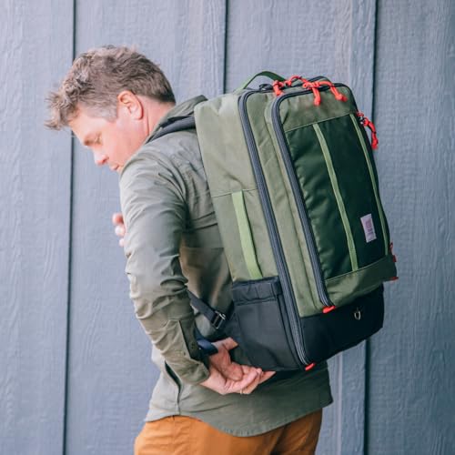 Topo Designs Global Travel Bag – 30L or 40L - Carry-On Compliant Most Airlines, Durable Travel Duffel Bag, Clam Shell Main Pocket, Laptop Sleeve, Backpack, Luggage (40L / Navy/Sahara) - color: Navy/Sahara, size: 40L