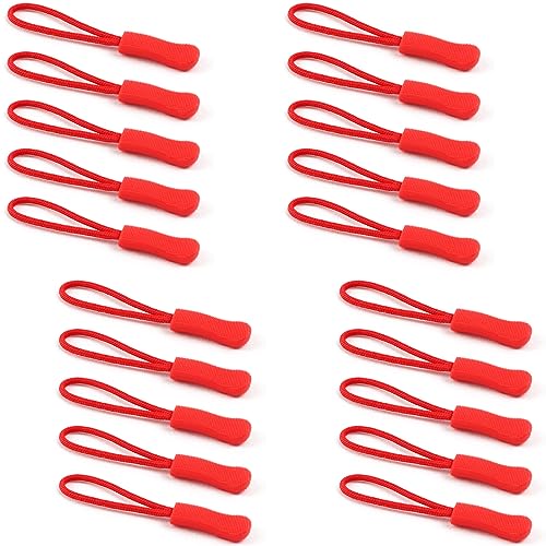 Red Snail 20PCS Zipper Pull - Bright Helper, Replacement, Nylon Pulls Tab for Backpacks - color: 20PCS Red