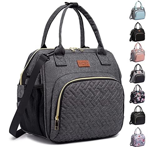 MCBD Lunch bags Insulated Lunch Box for Women,3 Carrying Way Large Tote Bag,Leakproof Reusable Cooler Backpack with Adjustable Shoulder Strap for Office Picnic Beach - color: F-Dark gray