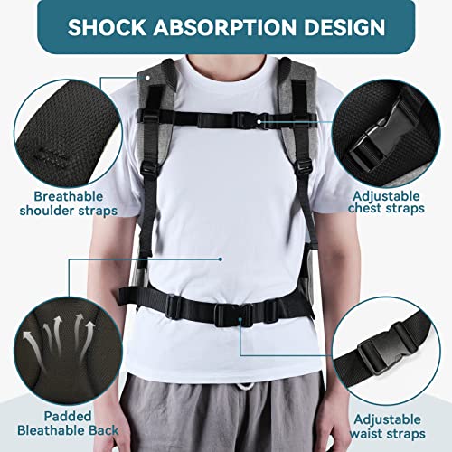 Petsfit Pet Backpack Carrier with Upgrade Waist Cushion Design to Better Fit the Waist, Suitable for Small and Medium Cats, and Rabbits up to 18 Pounds - color: Gray
