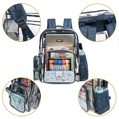 J.CARP Clear Bag Heavy Duty Backpack Durable Transparent See Through Bag - color: Large, Blue