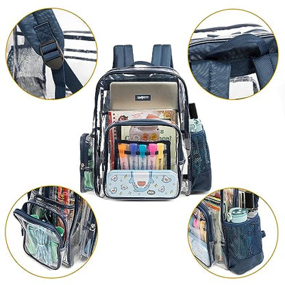 J.CARP Clear Bag Heavy Duty Backpack Durable Transparent See Through Bag - color: Large, Blue