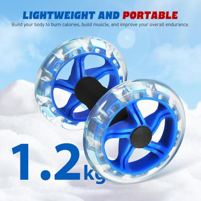 NOLITOY Dual-wheel Fitness Roller for Core Strengthening and Tummy Shaping Non-slip Handles Lightweight Abdominal Exercise Wheel for Men and Women Blue