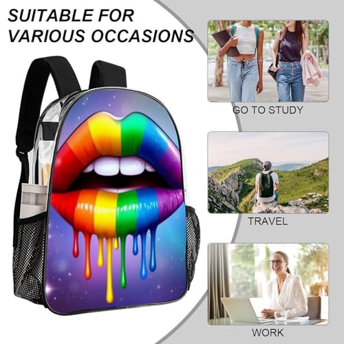 Shoulder Book Bags Polyester Multipurpose Anti-Theft Lgbt Gay Homosexual Lesbian Rainbow Lips Carry On Bag Large Capacity Travel Hiking Camping Rucksack - color: Pattern 209