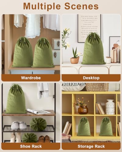 4 Pcs Shoe Bags for Travel, Dust Velvet Bags, Sage Green, 17.3x12.6 Inch - color: Sage Green, size: 17.3"x12.6"