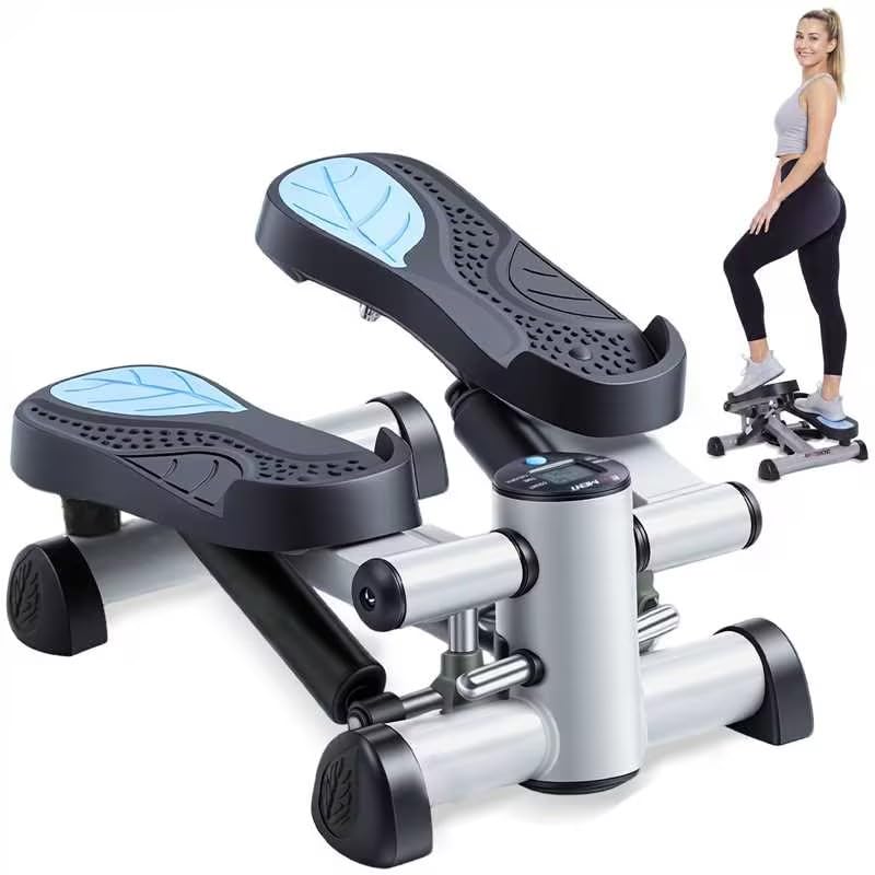 Efitment Mini Stepper for Exercise at Home, Twist Stair Stepper with Resistance Bands, LCD Monitor, Compact Cardio Step Machine for Full Body Workout - style: Stepper Only