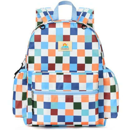 STEAMEDBUN Kids Backpack for Boys Girls 5-8, 15inch Girls Boys Backpacks Kindergarten - color: Blue Checkerboard, size: SMALL-15"H(fit folder)