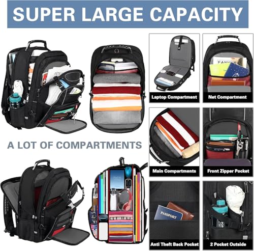 18.4 Laptop Backpack for Men, 60L Extra Large Gaming Laptops Backpack,TSA Friendly Flight Approved RFID Anti-Theft Pocket Heavy Duty Computer Bag Backbag,21.2*15.5*11.5 inch Grey - color: Rfid 18.4 Inch Grey