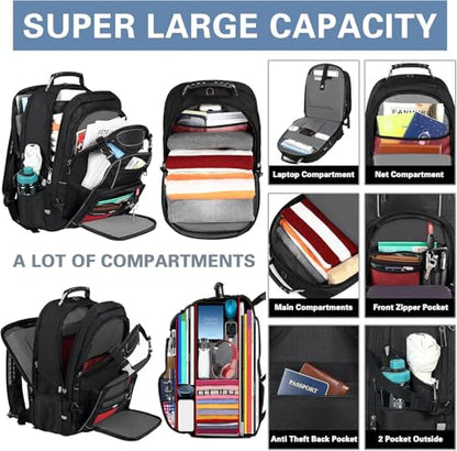 18.4 Laptop Backpack for Men, 60L Extra Large Gaming Laptops Backpack,TSA Friendly Flight Approved RFID Anti-Theft Pocket Heavy Duty Computer Bag Backbag,21.2*15.5*11.5 inch Grey - color: Rfid 18.4 Inch Grey