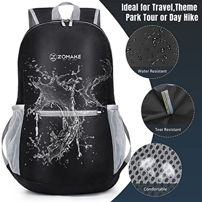 ZOMAKE Ultra Lightweight Hiking Backpack 20L, Packable Small Backpacks Water Resistant Daypack for Women Men(Black) - color: Black