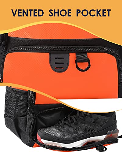 Basketball Bag Backpack for Men Women with Ball & Shoes Compartment 30L Capacity Lightweight Breathable Boys Girls Soccer Ball Bag Backpack Fit Volleyball Football Sports Travel School Gym - color: TK8Orange