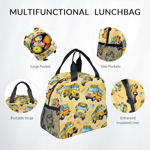 Kid Backpack Boys - School Bus Backpacks Set for Toddler - 3Pcs Bookbag with Lunch Bag and Pencil Pouch - School Bag for Kindergarten/Preschool/Elementary (17 Inch) - color: Yellow