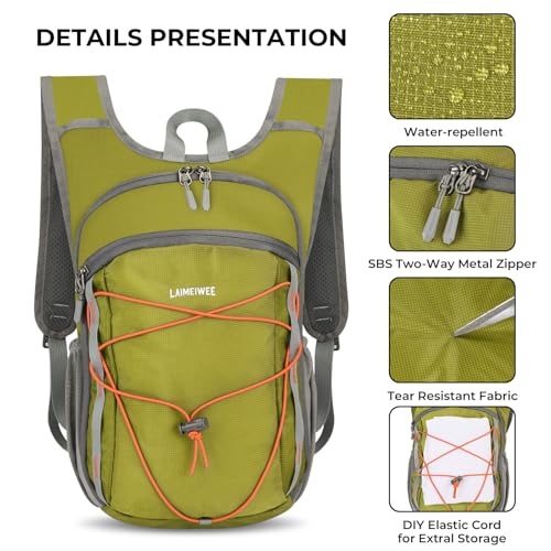 13L Small Hiking Backpack for Women Men, Lightweight Foldable Day pack, Packable Daypack for Travel, Camping (Green) - color: Green