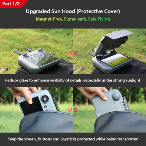Arzroic RC 2 Protective Sun Hood Kit with Neck Lanyard for DJI Mini 5 Pro/Avata 360/Mini 4 Pro/Mavic 4 Pro/Flip/Air 3S/Air 3 Accessories - style: Sun Hood + Lanyard
