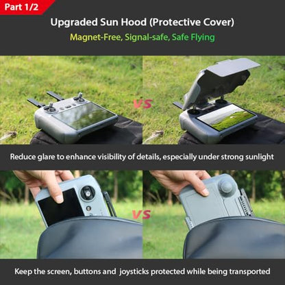 Arzroic RC 2 Protective Sun Hood Kit with Neck Lanyard for DJI Mini 5 Pro/Avata 360/Mini 4 Pro/Mavic 4 Pro/Flip/Air 3S/Air 3 Accessories - style: Sun Hood + Lanyard