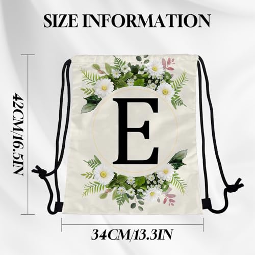 Initial Letter Drawstring Backpack String Sports Gym Bags Waterproof Sackpack Cute for Men Women Beach (13"×17") (Letter-E) - color: Letter-e