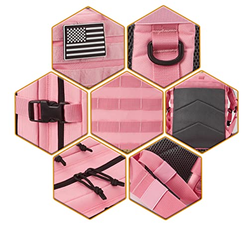 QT&QY 45L Military Tactical Backpacks Molle Army Assault Pack 3 Day Bug Out Bag Hiking Treeking Rucksack… - color: 3.3 Pink