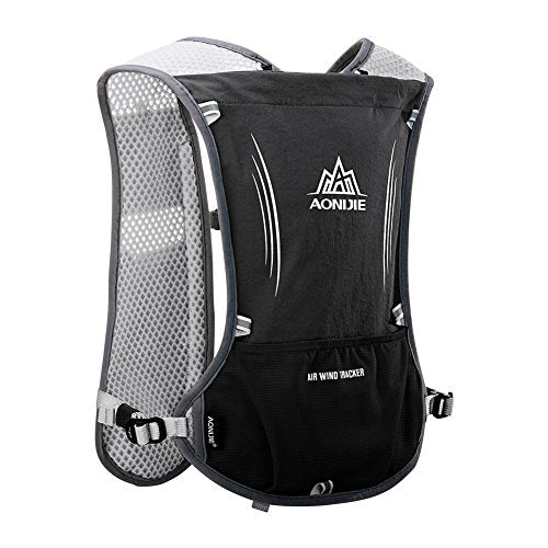 AONIJIE Hydration Vest Pack Backpack 5L 5.5L Marathoner Running Vest Race Hydration for Women and Men Trail Run Hiking Jogging - color: Black and No Water Bladder