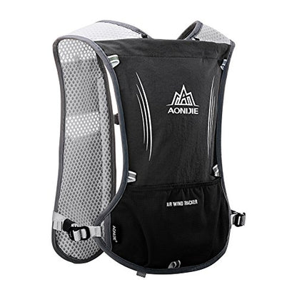 AONIJIE Hydration Vest Pack Backpack 5L 5.5L Marathoner Running Vest Race Hydration for Women and Men Trail Run Hiking Jogging - color: Black and No Water Bladder