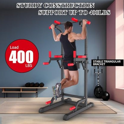 K KINGKANG Pull Ups Dip Station, Power Tower for Home Gym Fitness Exercise - color: Dark gray