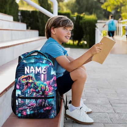 Boys Backpack, Personalized Dinosaur Backpacks, Boys Gift, Cool Dinosaur Bookbags for Kids 6-8, Bookbag for School Travel Camping - color: Color-2
