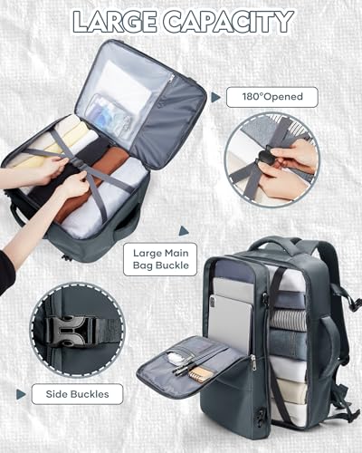suradar Travel Backpack for Women Men,Carry On Backpack Flight Approved Hiking Backpack Rucksack Casual Daypack Personal Item Travel Weekender Essentials Backpacks Grey Blue - color: A11-grey Blue, size: Large