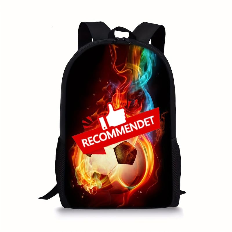 3PCS Soccer Backpack Set, 16" Lightweight Football Daypack, Soccer Ball Print Casual Laptop Backpack for Travel Camping Work (style-4) - color: Style-4