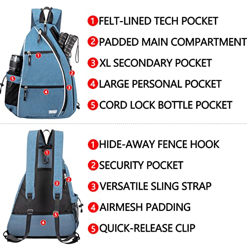 Sucipi Pickleball Bag for Men & Women,Convertible Backpack with Fence Hook - color: Sky Blue, size: Medium