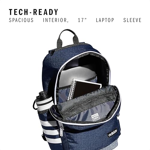 3-Stripe Classic backpack for men and women, bag with laptop sleeve - color: Collegiate Navy/Jersey Onix Grey/White/4.0