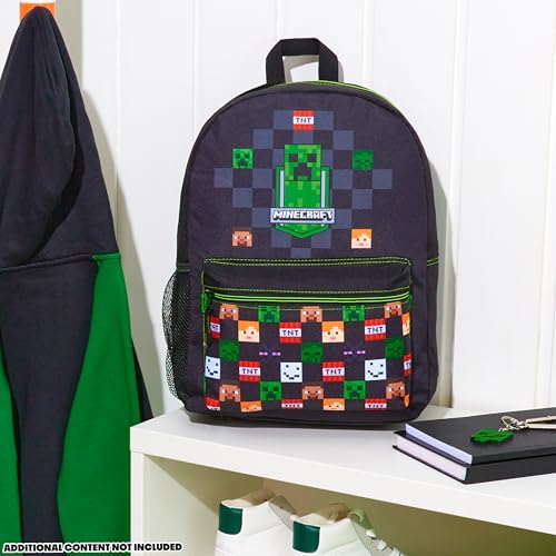 Minecraft Backpack for Boys Kids Teens Adjustable Straps Front Pocket Daypack Backpacks for Sports Gym School Gamer Gifts (Black) - color: Black