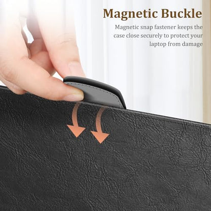 Fintie Sleeve Case for 15 Inch Microsoft Surface Laptop 6/5/4/3 (Model: 1872/1873/1953/1979), Premium PU Leather Protective Folio Book Cover with Large Pocket, Black - color: Black
