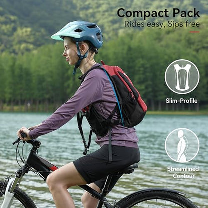 MARCHWAY Lightweight Hydration Backpack with Vest Style Straps & 2.5L TPU Water Bladder, Versatile Sleek Multi-Pocket Pack for Hiking, Cycling, Running, Backpacking, Travel - color: Red