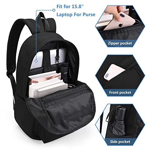 Travel Backpack for Men and Women,Classic Mini Backpack,Hiking, Lightweight Casual College Bookbag Daily Bag Daypack for Travel,Work,Gym (Black) - color: Black