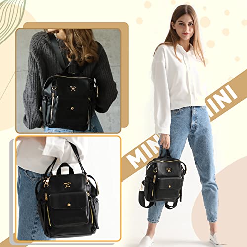 miss fong Mini Diaper Bag Backpack Small Diaper Bag with 12 Pockets, Insulated Pocket, 2 Insulated Pockets (Black) - color: Black
