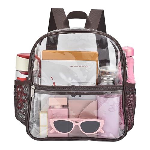 Oraben Clear Backpack for Stadium Events Clear Bag Small Stadium Backpack Waterproof 12x6x12 for Women Men Adult Concert Sports - color: Chocolate, style: Nylon Shoulder Straps