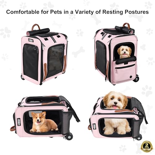 EliteField Deluxe Backpack Pet Carrier (3 Year Warranty, Airline Approved), Travel Soft-Sided Carrier Bag for Dogs, Cats & Small Pets - color: Pink, size: 21.0"L x 14.0"W x 10.0"H