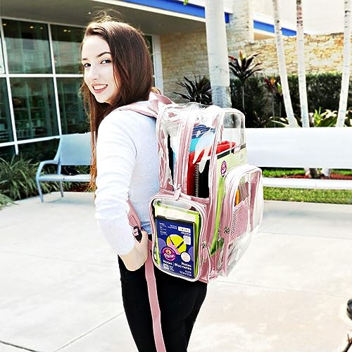 J.CARP Clear Bag Heavy Duty Backpack Durable Transparent See Through Bag - color: Large, Pink