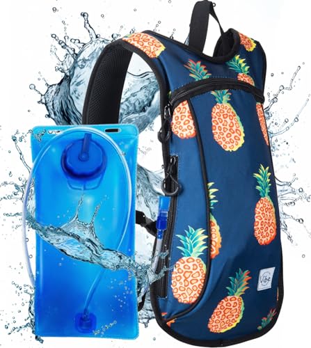 Vibe Festival Gear Rave Hydration Pack Backpack with 2L Water Bladder for Women Men – Festival Hydropack, Hydro Pack, Leak Proof, Lightweight – Teens, Party, Hiking, Running, Outdoor Sports - color: Pineapple