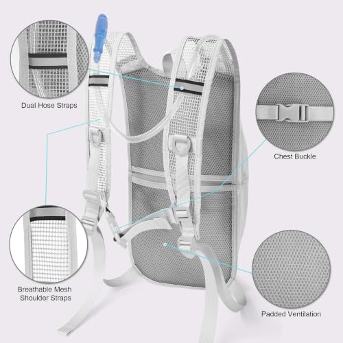 MIYCOO Hydration Backpack - Lightweight Hiking Water Backpack with 2L Water Bladder, Running Hydration Vest Backpack for Men Women, Hydration Pack for Hiking, Cycling, Climbing - color: Gray
