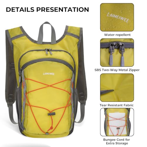 Small Hiking Backpack 13L Lightweight Foldable Travel Daypack for Men Women - color: Yellow