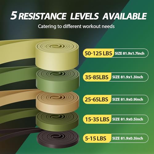 LEEKEY Pull Up Assistance Bands,5-125LB Resistance Bands with Grip、Door Anchor、Gym Bag - Exercise Bands for Full-Body Training, Fitness, Physical Therapy -USA Original Patent - style: 5-125LBS GREEN WITH HANDLE