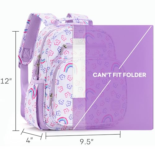 mibasies Toddler Backpacks for Girls 2-4: Little Kid Bookbag for Preschool Prek Daycare - Rainbow Purple - color: Rainbow Purple, style: Toddler-12"h(not Fit Folder)