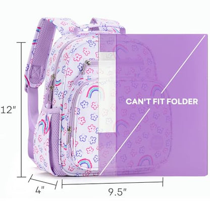 mibasies Toddler Backpacks for Girls 2-4: Little Kid Bookbag for Preschool Prek Daycare - Rainbow Purple - color: Rainbow Purple, style: Toddler-12"h(not Fit Folder)