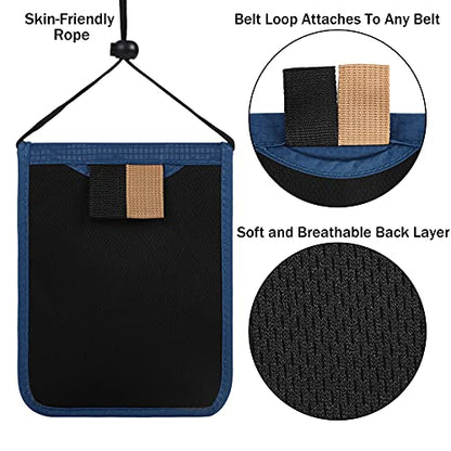 Travel Pouch Neck Wallet Family Passport Holder Organizer Case with RFID Blocking | Family Passport Holder - color: Navy Blue