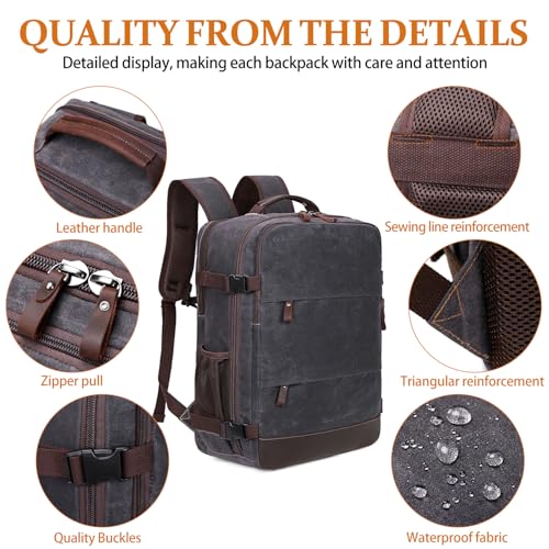BOVIP Travel Backpack for Men Carry On Backpack Flight Approved Personal Item Backpack, 18.4 inch Laptop Backpack Casual Daypack Weekender Business Hiking Backpack, Black Gray - color: Black Gray, size: 18.4 inch
