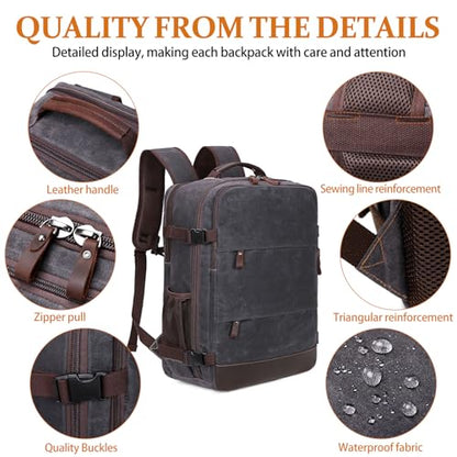 BOVIP Travel Backpack for Men Carry On Backpack Flight Approved Personal Item Backpack, 18.4 inch Laptop Backpack Casual Daypack Weekender Business Hiking Backpack, Black Gray - color: Black Gray, size: 18.4 inch