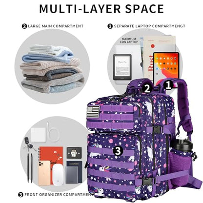 Lovelinks21 45L Tactical Assault Backpack 3 day assault pack with Molle Waterproof backpack Rucksack for Tactical Backpacks (Star Pony) - color: Star Pony